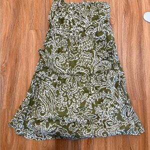 American Eagle Outfitters Green Paisley A-Line Skirt